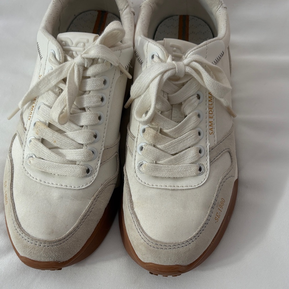 Sam Edelman Cream Sneakers with Tan Soles